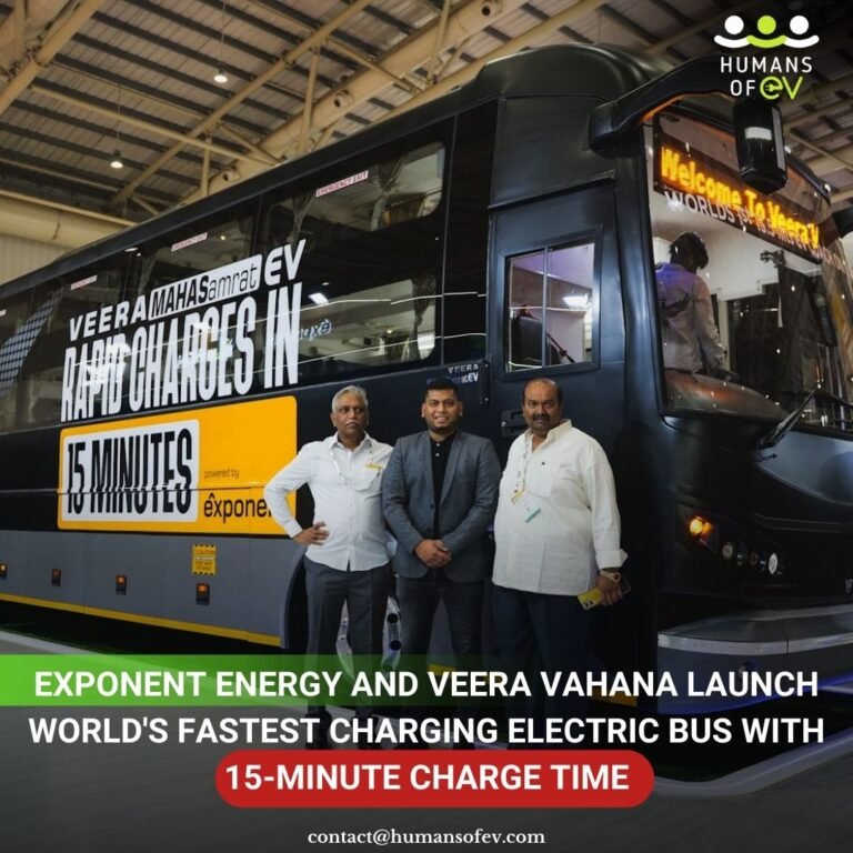 Exponent Energy and Veera Vahana Launch World's Fastest Charging Electric Bus with 15-Minute Charge Time
