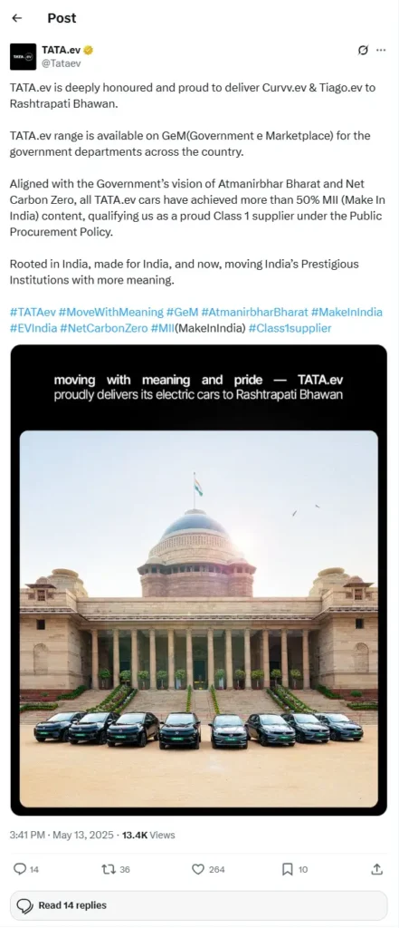 TATA.ev milestone on social media