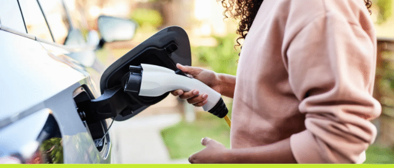 Women Charging Her EV Car